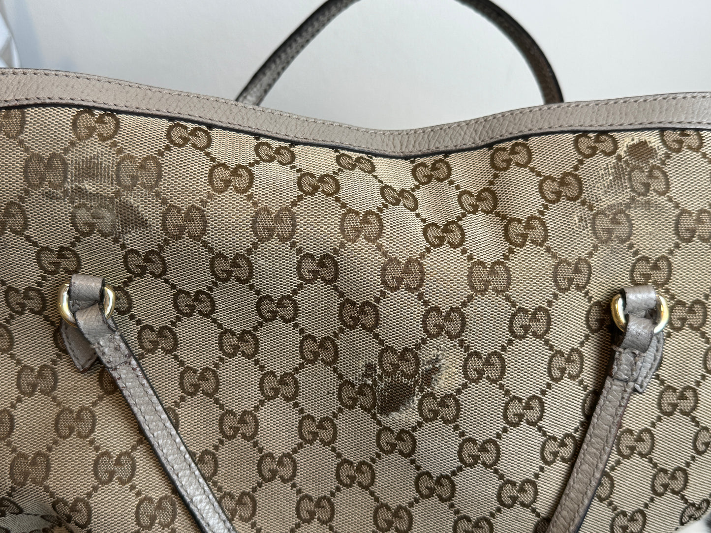 GUCCI Small Beige Canvas Tote