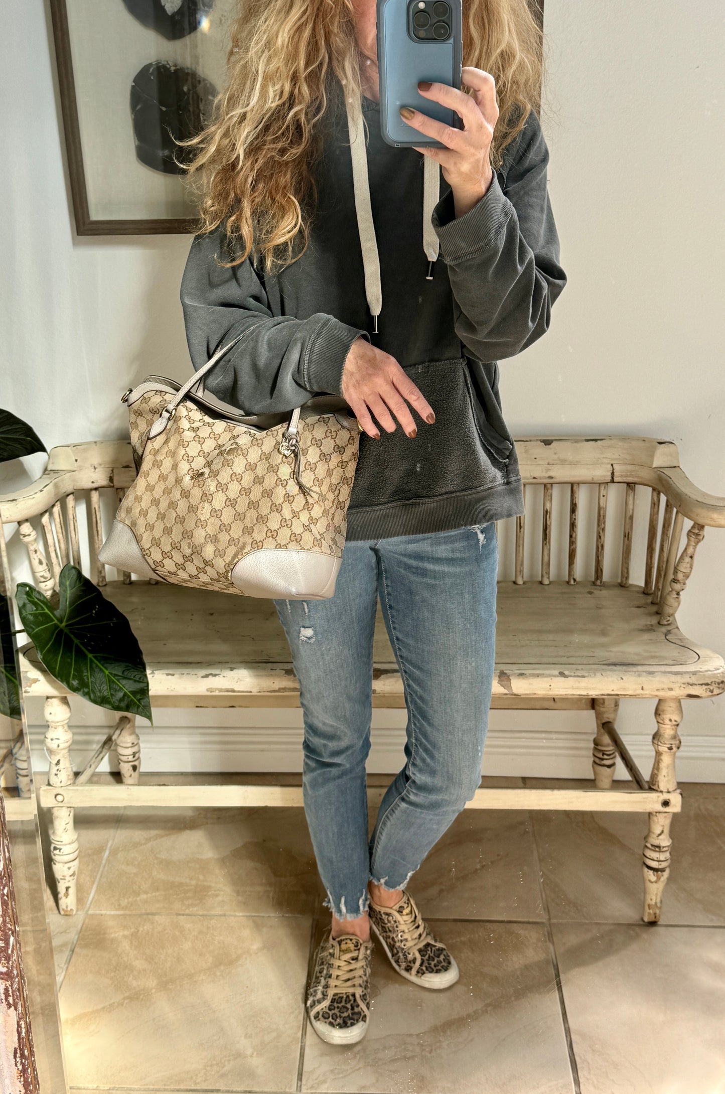 GUCCI Small Beige Canvas Tote