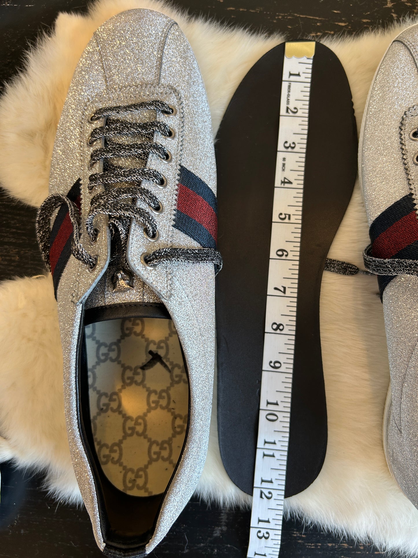 Gucci Glitter Studded Web Women's Sneakers 12.5EU/13EU