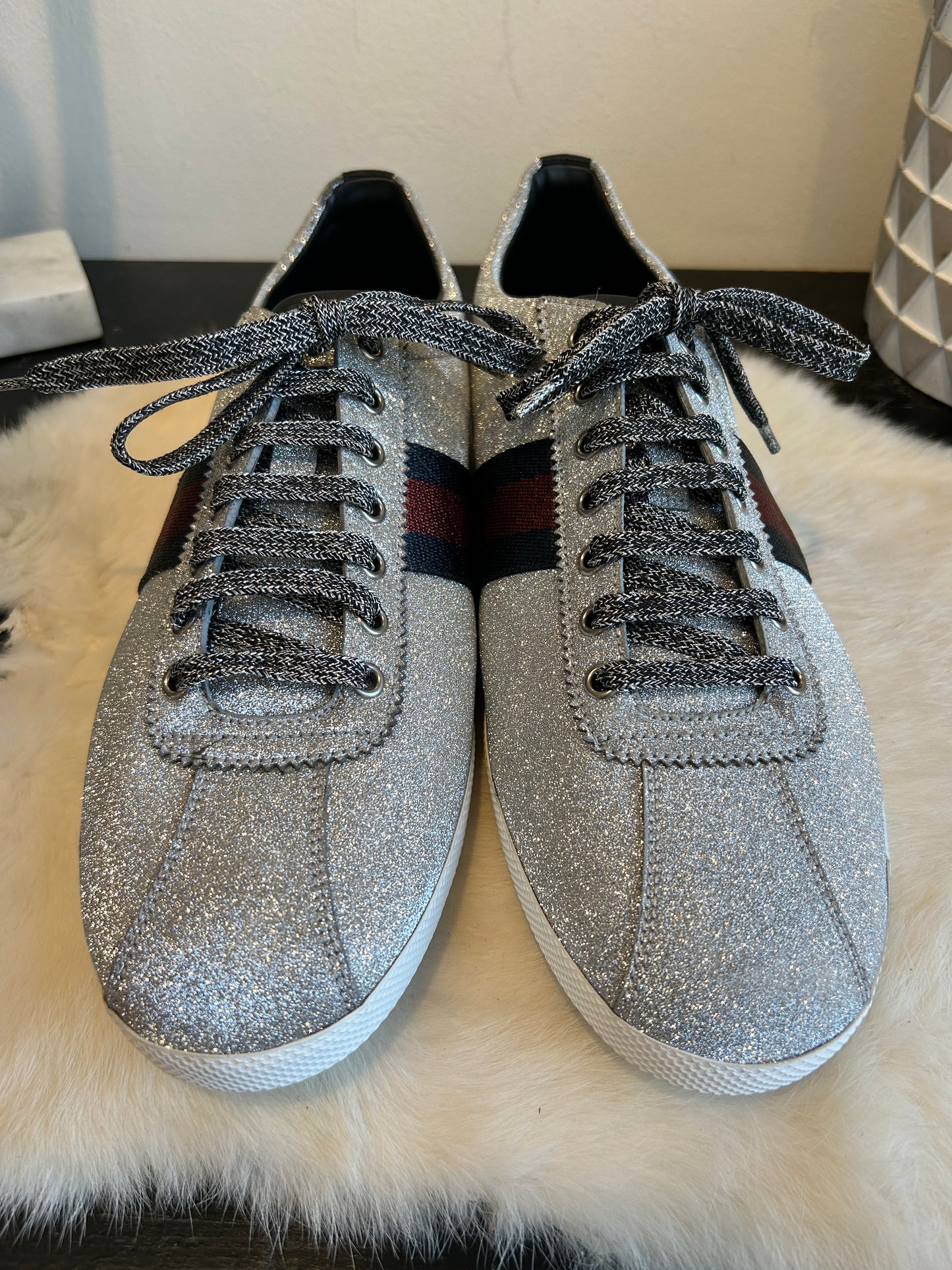 Gucci Glitter Studded Web Women's Sneakers 12.5EU/13EU