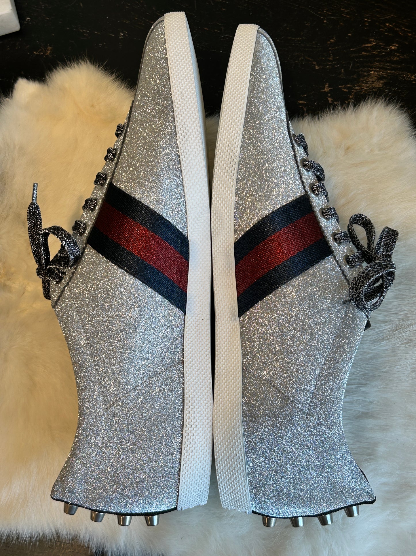 Gucci Glitter Studded Web Women's Sneakers 12.5EU/13EU