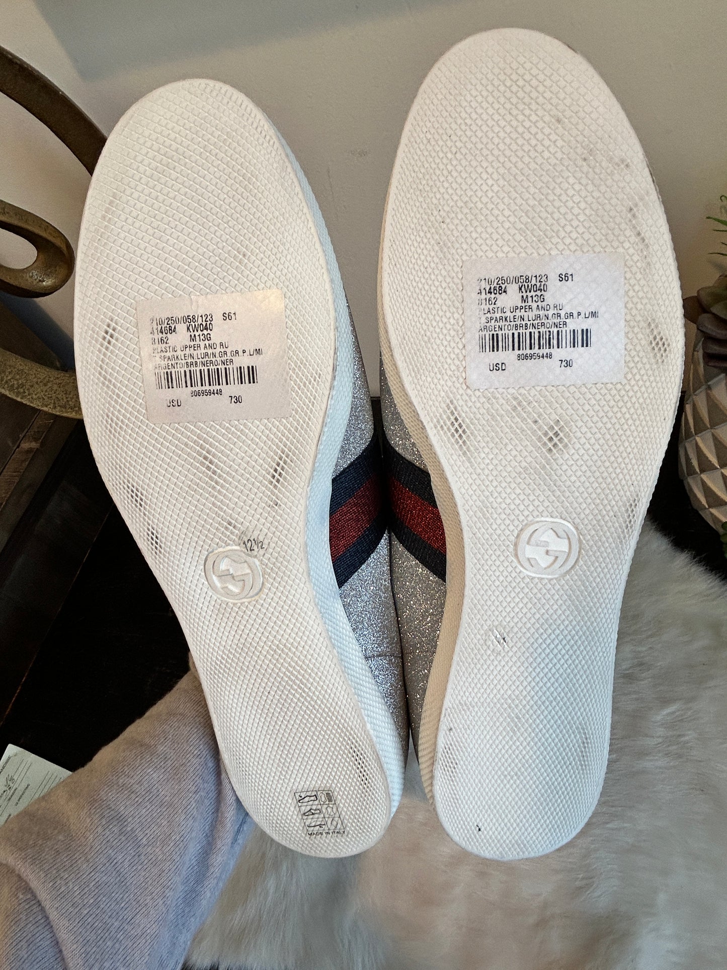 Gucci Glitter Studded Web Women's Sneakers 12.5EU/13EU