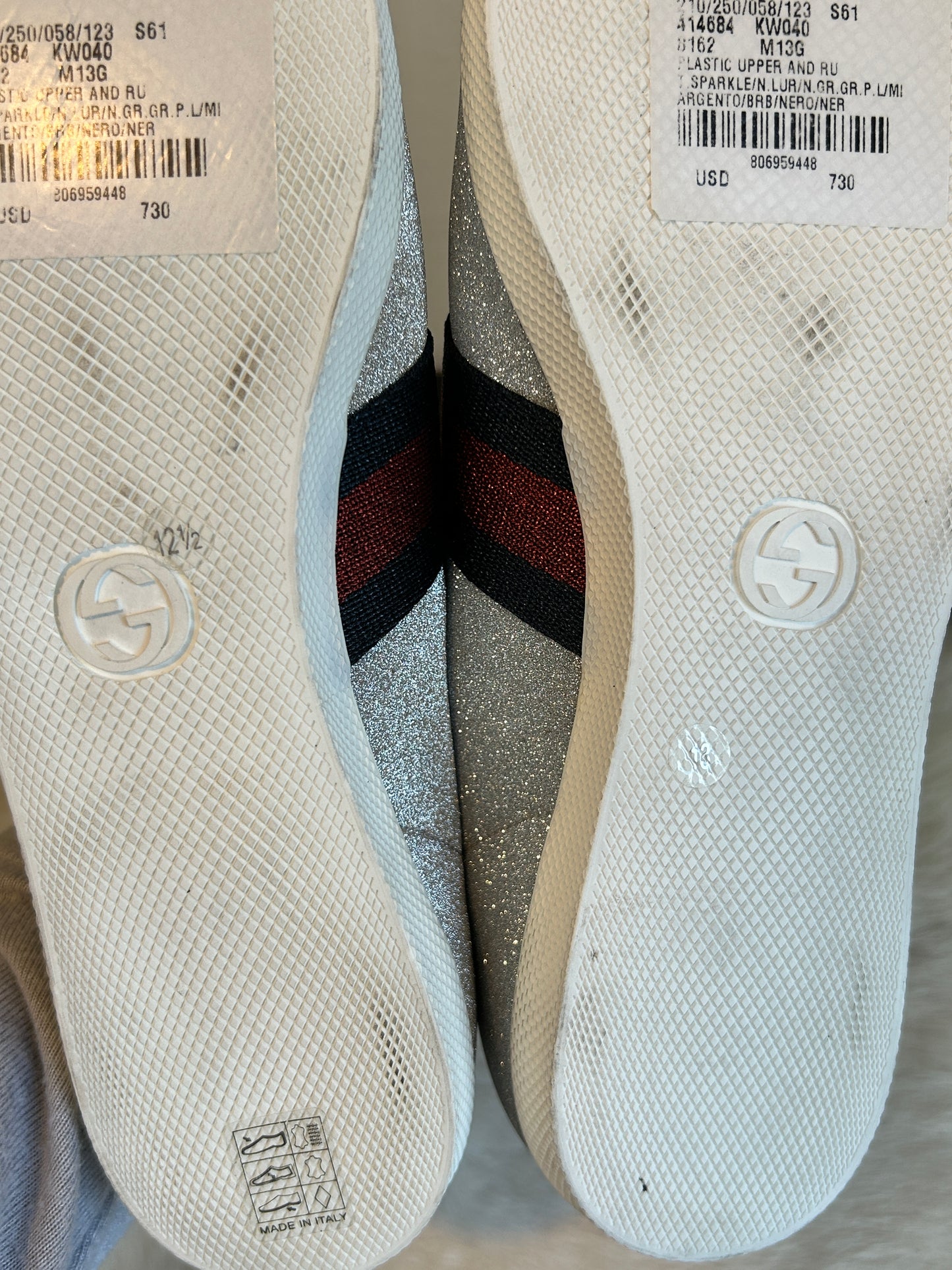 Gucci Glitter Studded Web Women's Sneakers 12.5EU/13EU