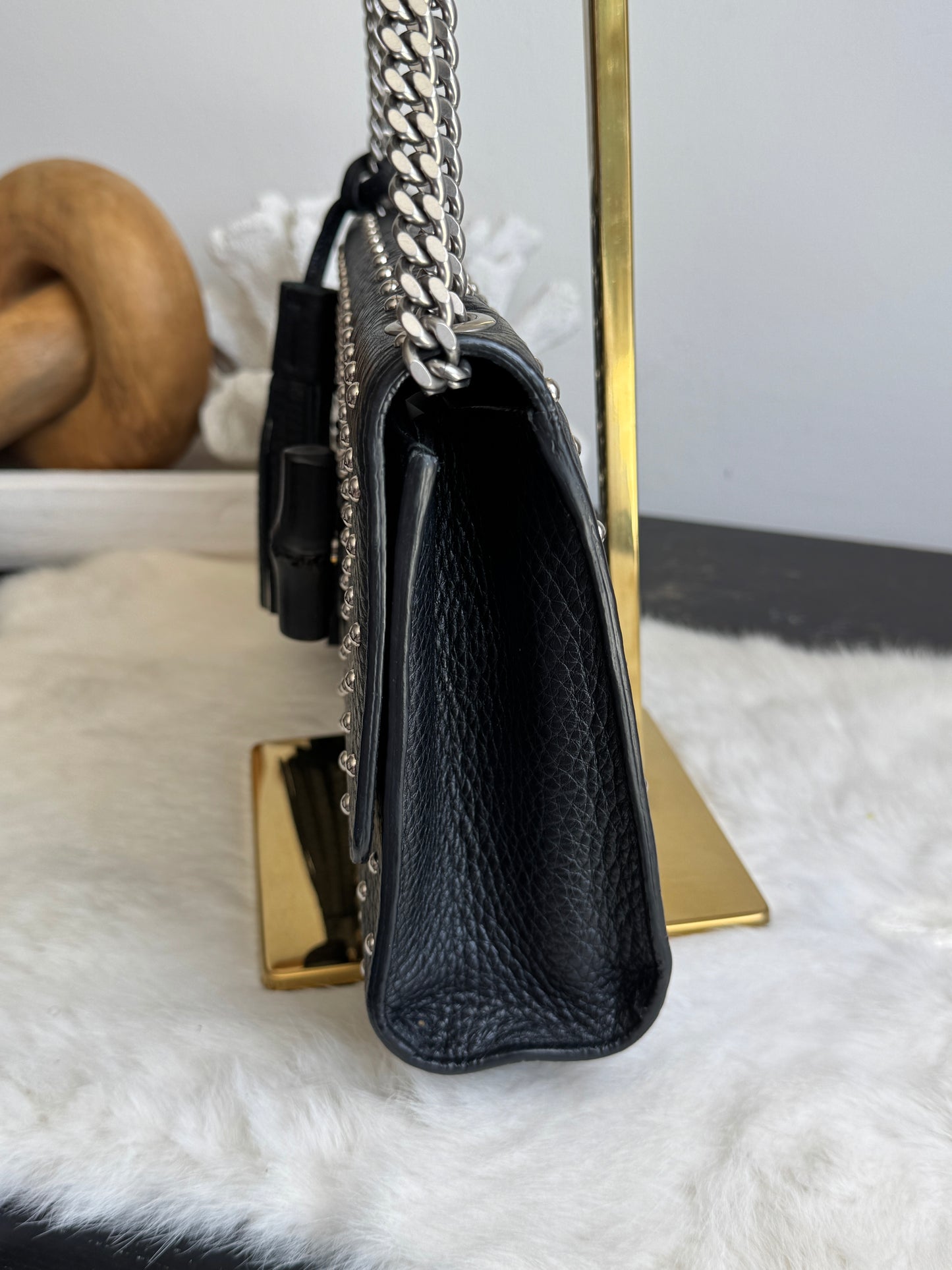 GUCCI Miss Bamboo Black Studded Chain Bag