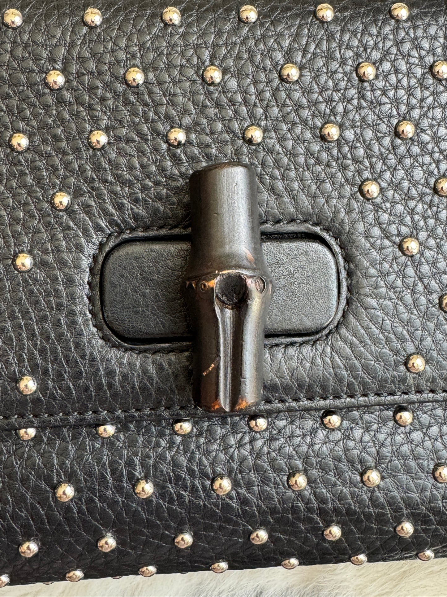 GUCCI Miss Bamboo Black Studded Chain Bag