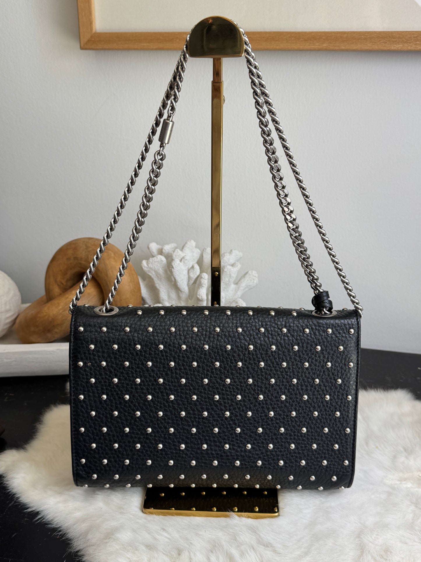 GUCCI Miss Bamboo Black Studded Chain Bag