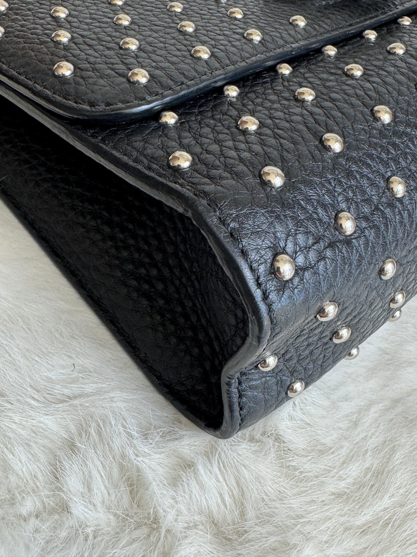 GUCCI Miss Bamboo Black Studded Chain Bag