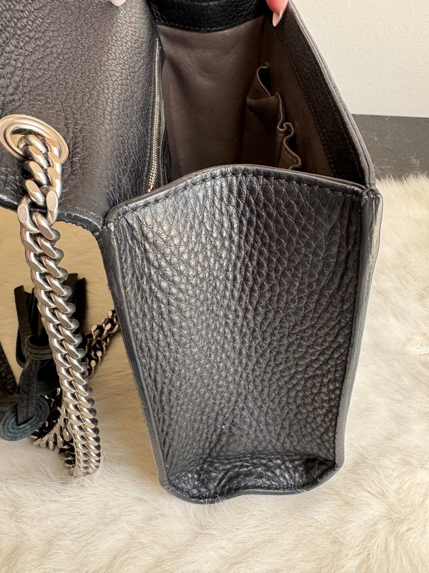 GUCCI Miss Bamboo Black Studded Chain Bag