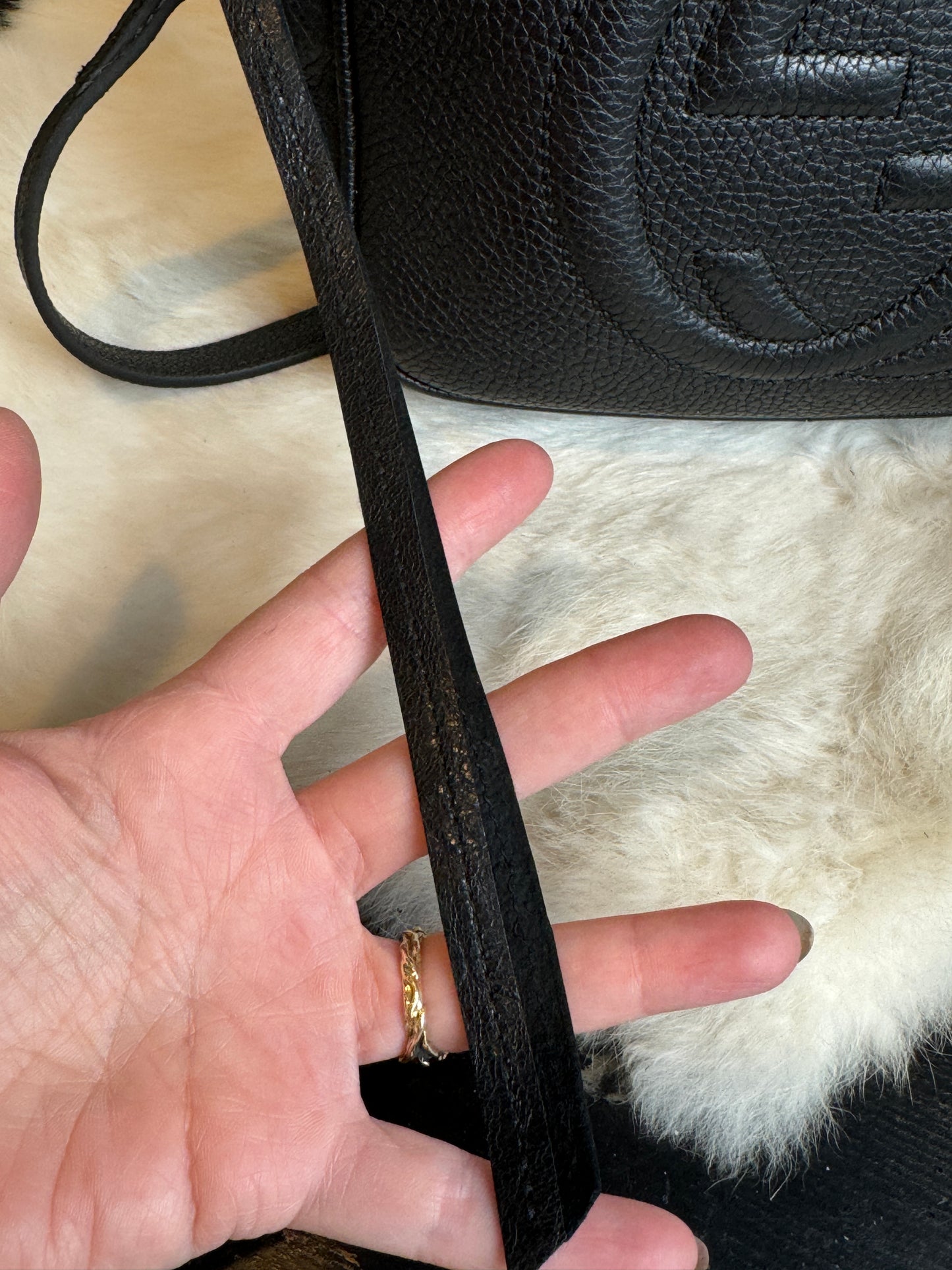 GUCCI Soho Disco Black Pebbled Camera Bag