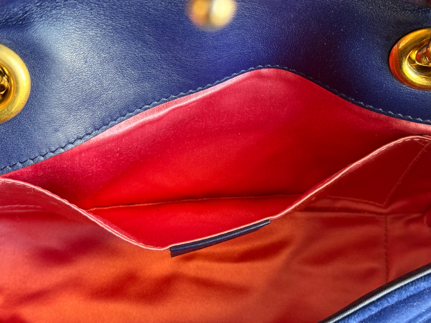 GUCCI Blue Velvet Marmont Mini Bag