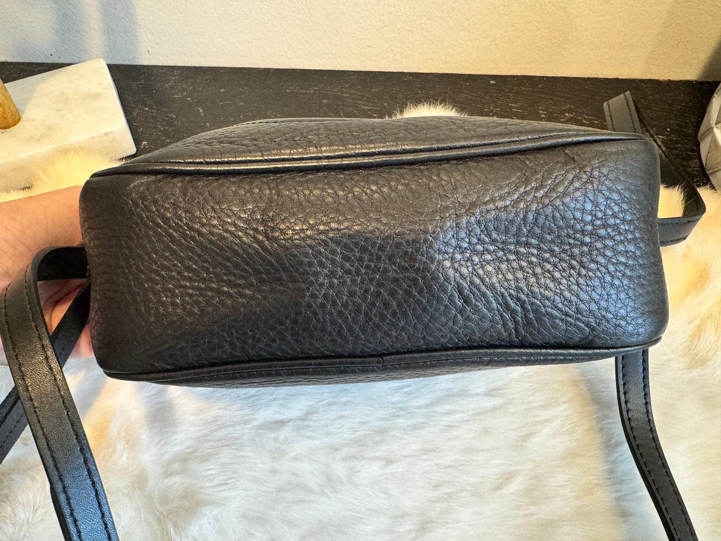 GUCCI Soho Disco Black Pebbled Camera Bag