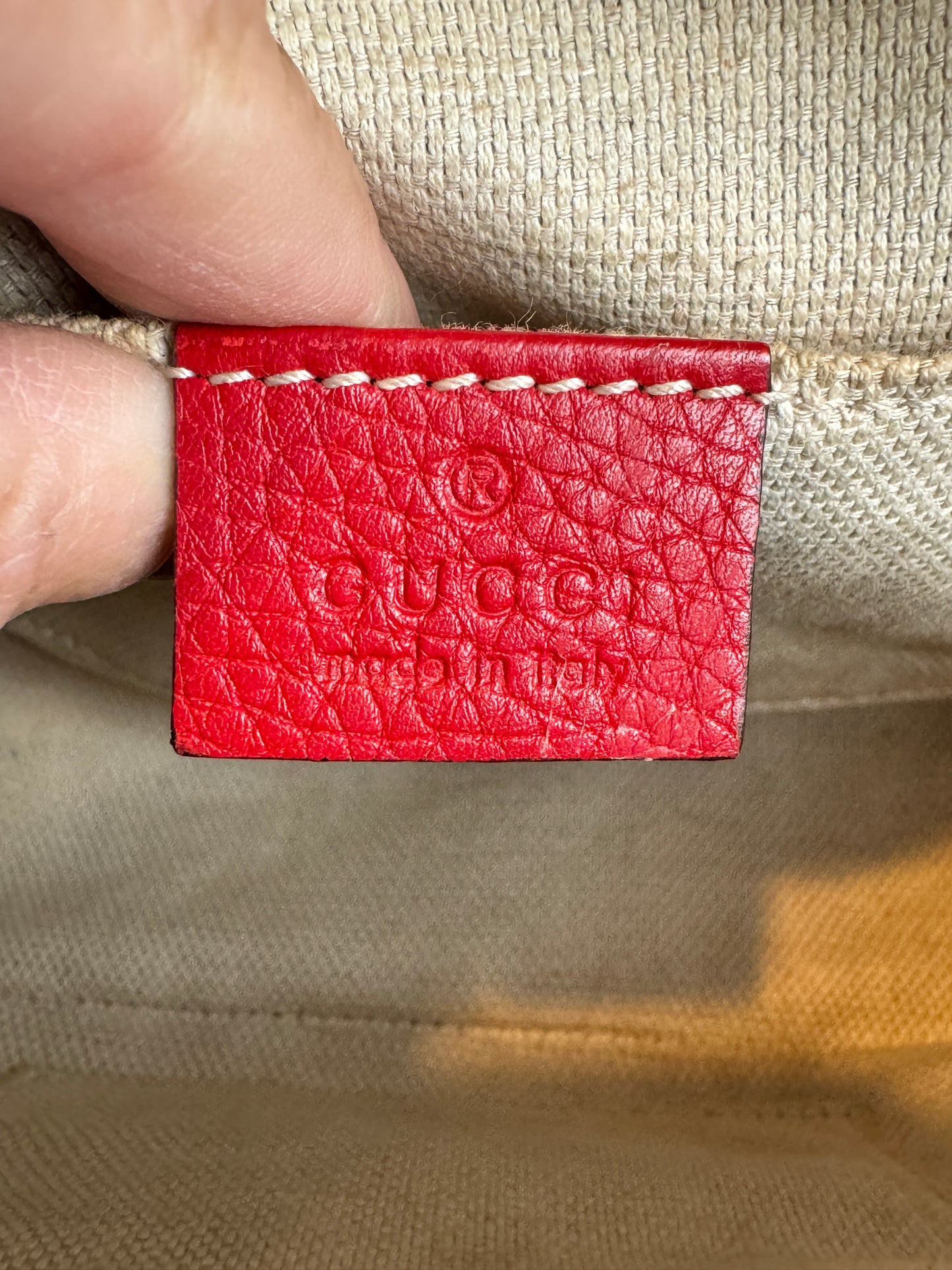 GUCCI Soho Disco Red Pebbled Camera Bag