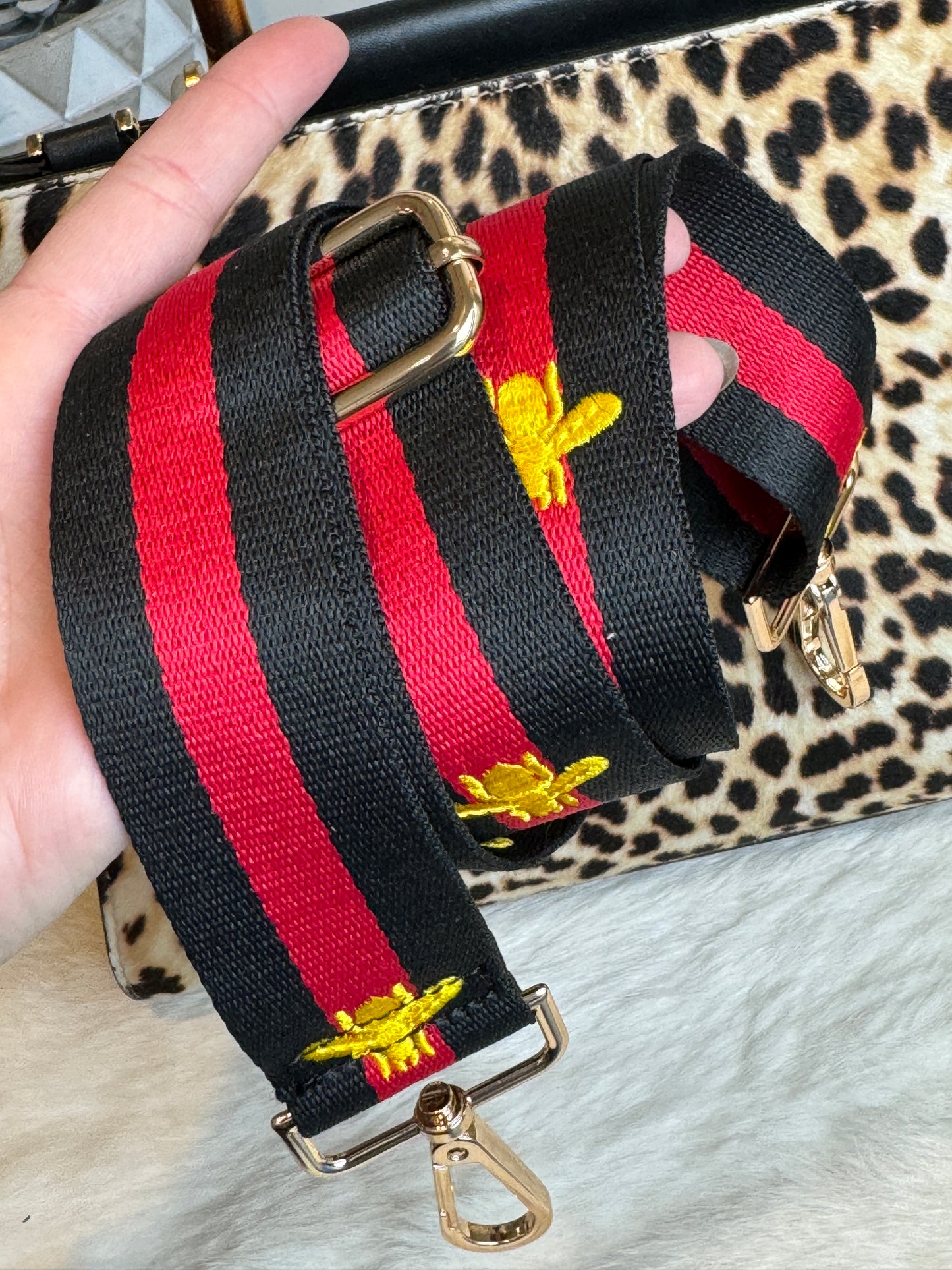 Gucci Calf Hair Bamboo Leopard Print Small Nymphaea Bag