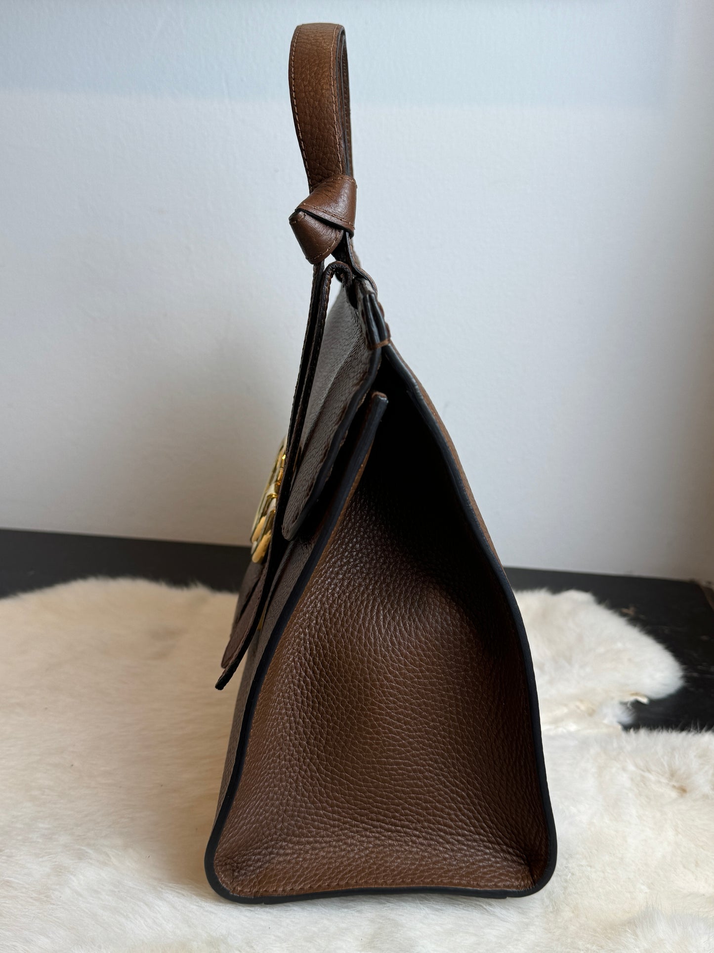 Gucci Calfskin Small GG Marmont Top Handle Bag