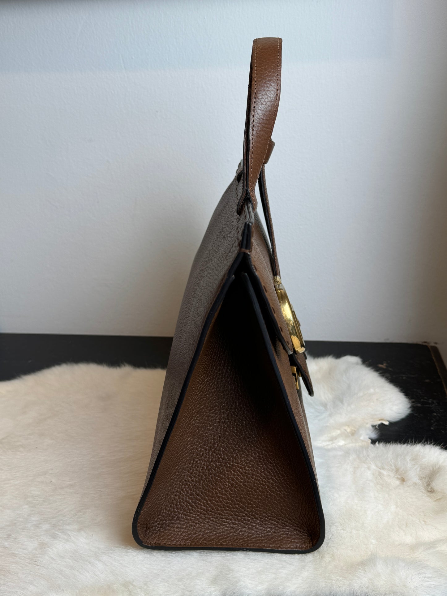 Gucci Calfskin Small GG Marmont Top Handle Bag