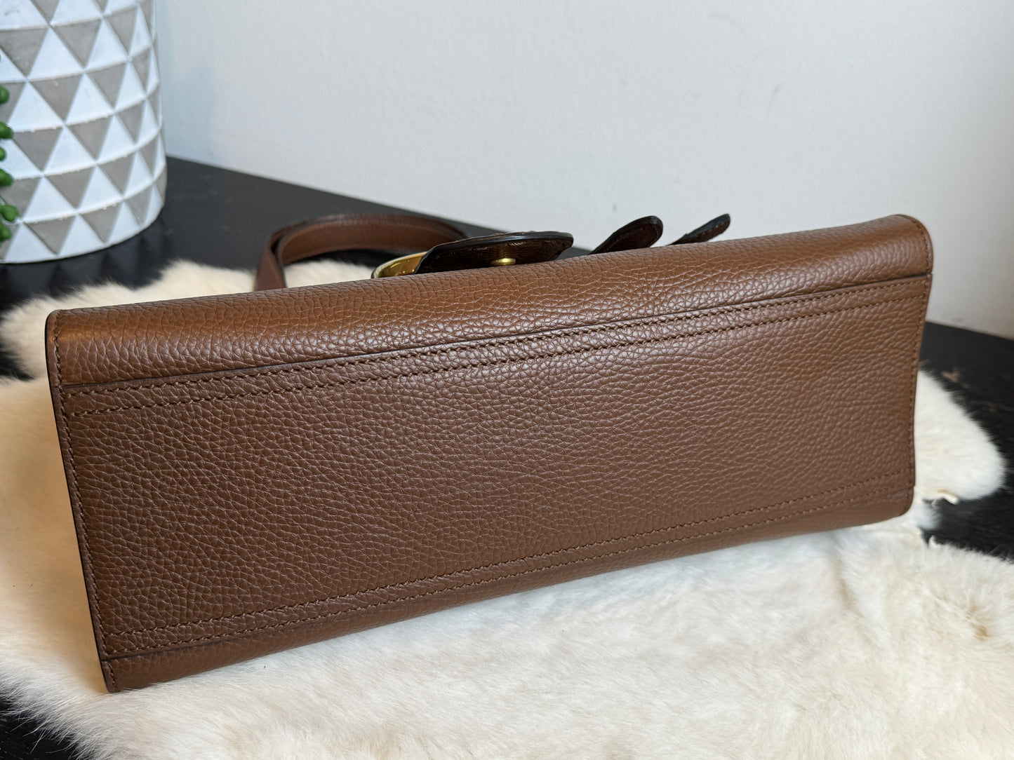 Gucci Calfskin Small GG Marmont Top Handle Bag
