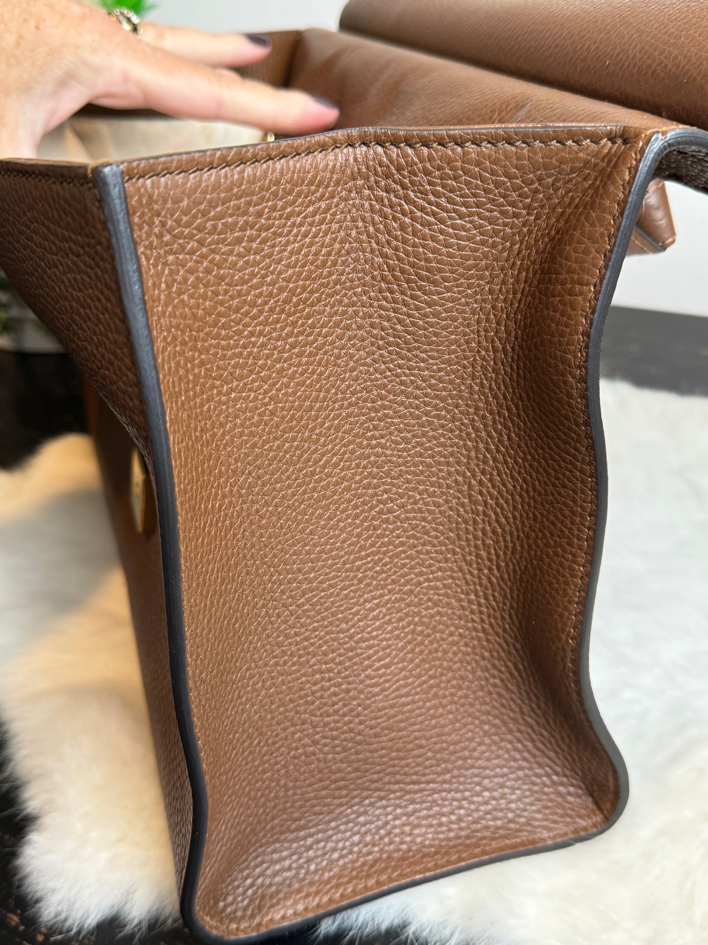 Gucci Calfskin Small GG Marmont Top Handle Bag
