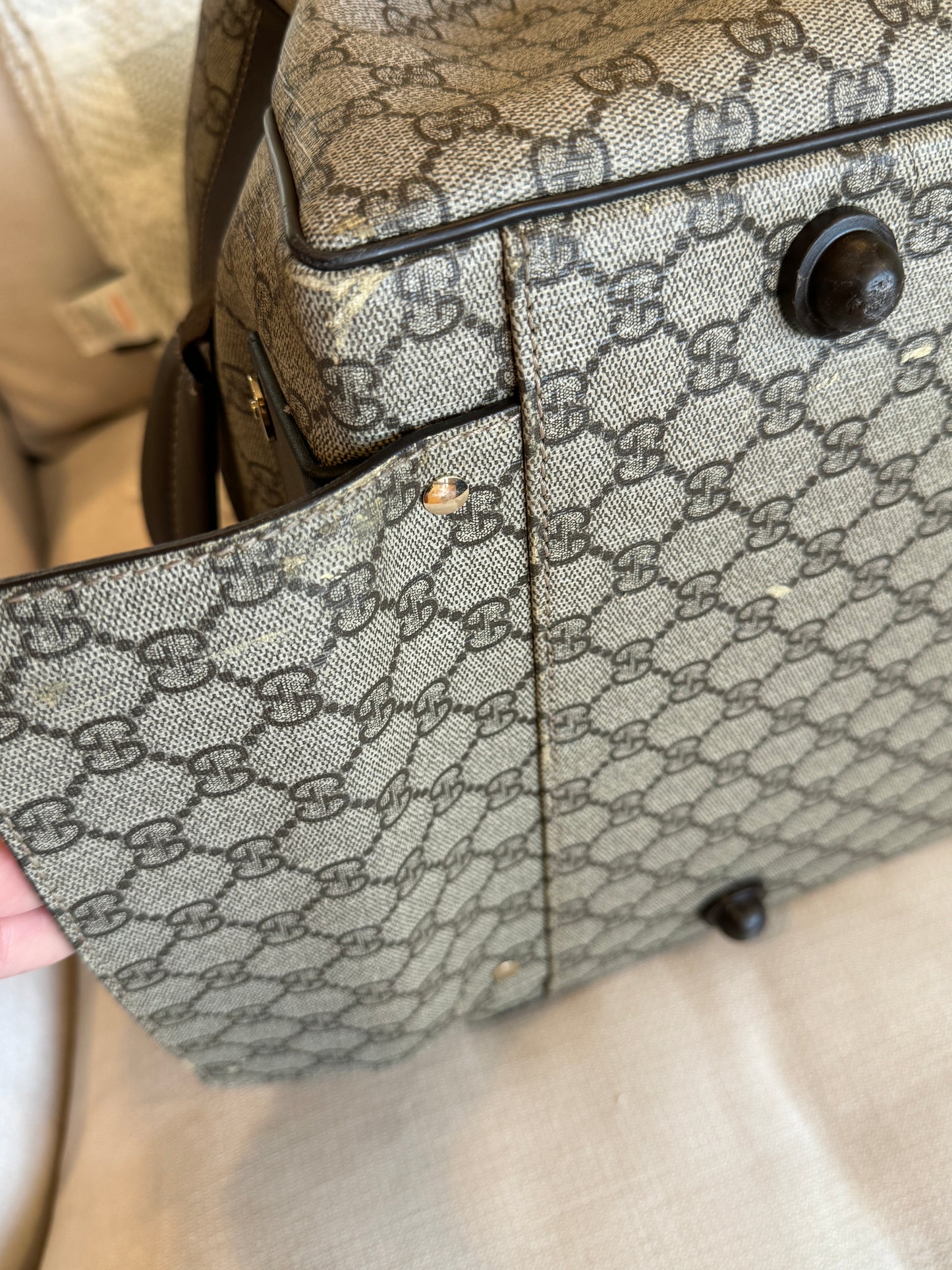 GUCCI Supreme Canvas Large Rolling Duffle Bag