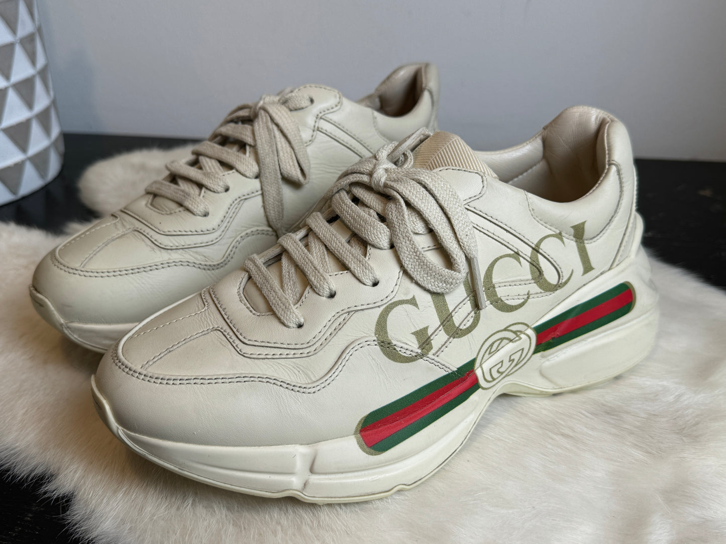 Gucci Rhyton Logo Ivory Women's Sneakers 36EU