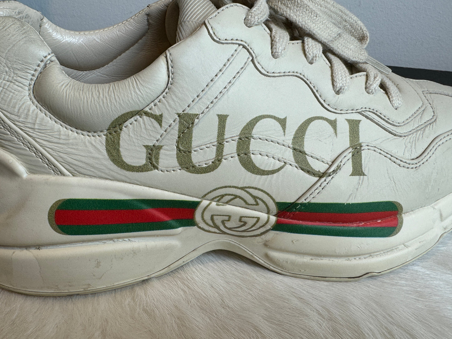 Gucci Rhyton Logo Ivory Women's Sneakers 36EU