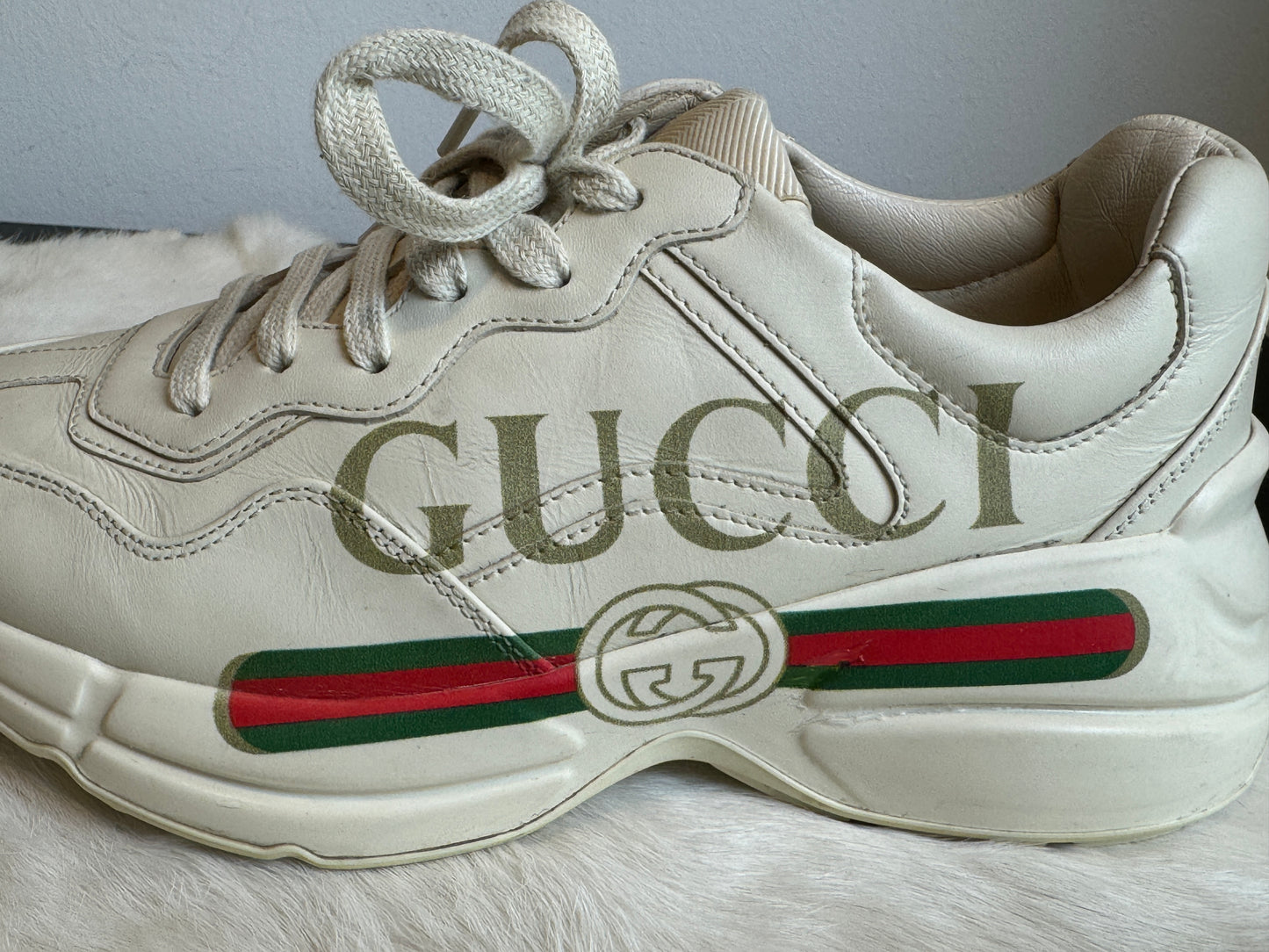 Gucci Rhyton Logo Ivory Women's Sneakers 36EU