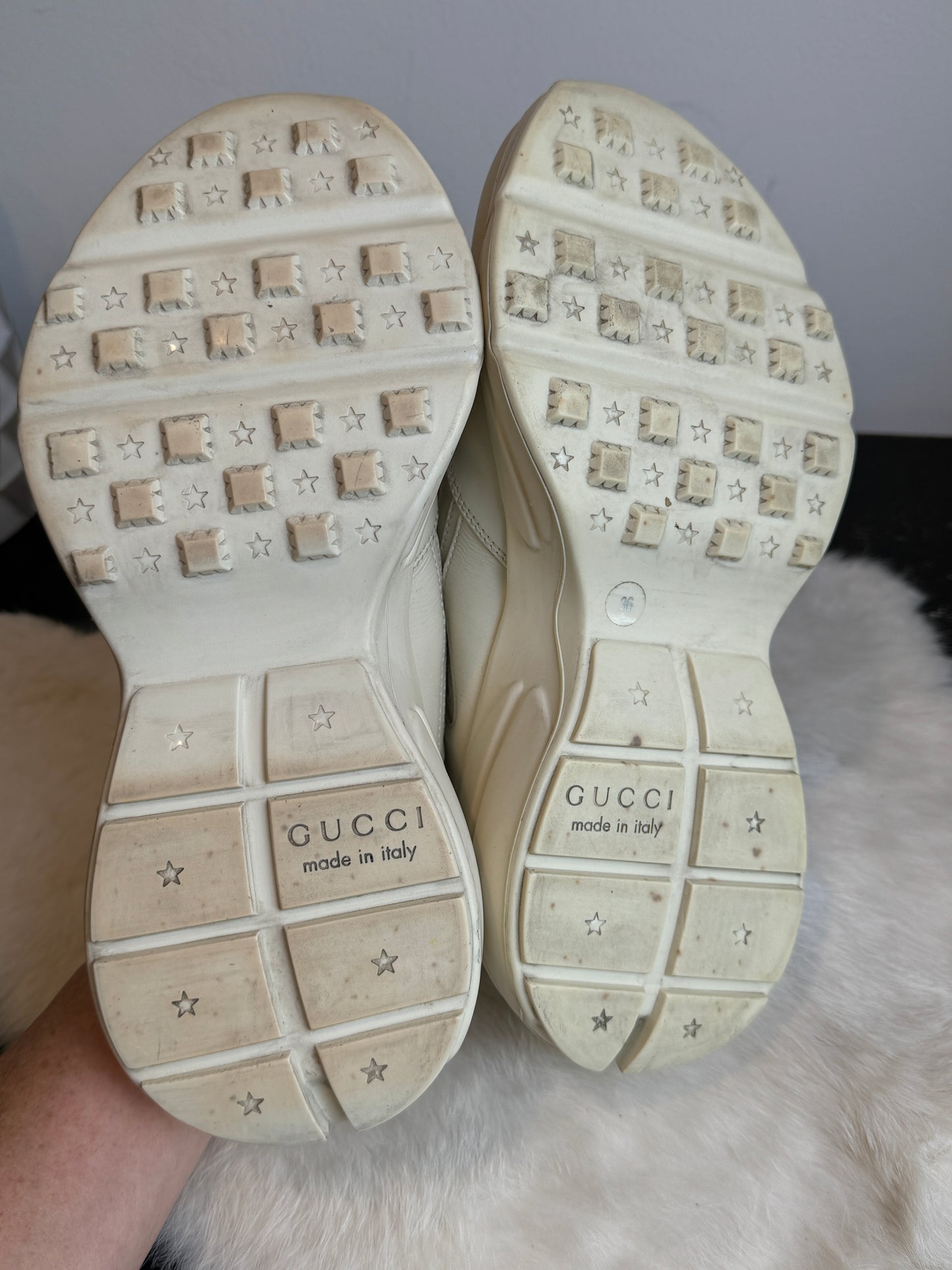Gucci Rhyton Logo Ivory Women's Sneakers 36EU