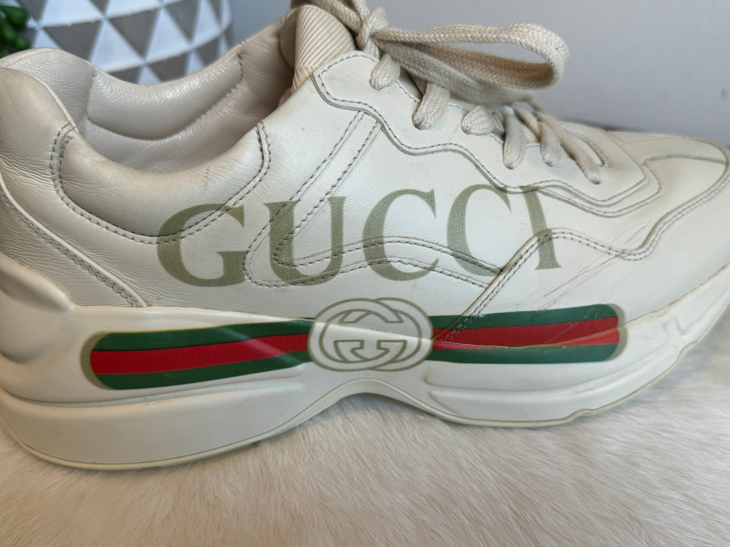 Gucci Rhyton Logo Ivory Women's Sneakers 37.5EU