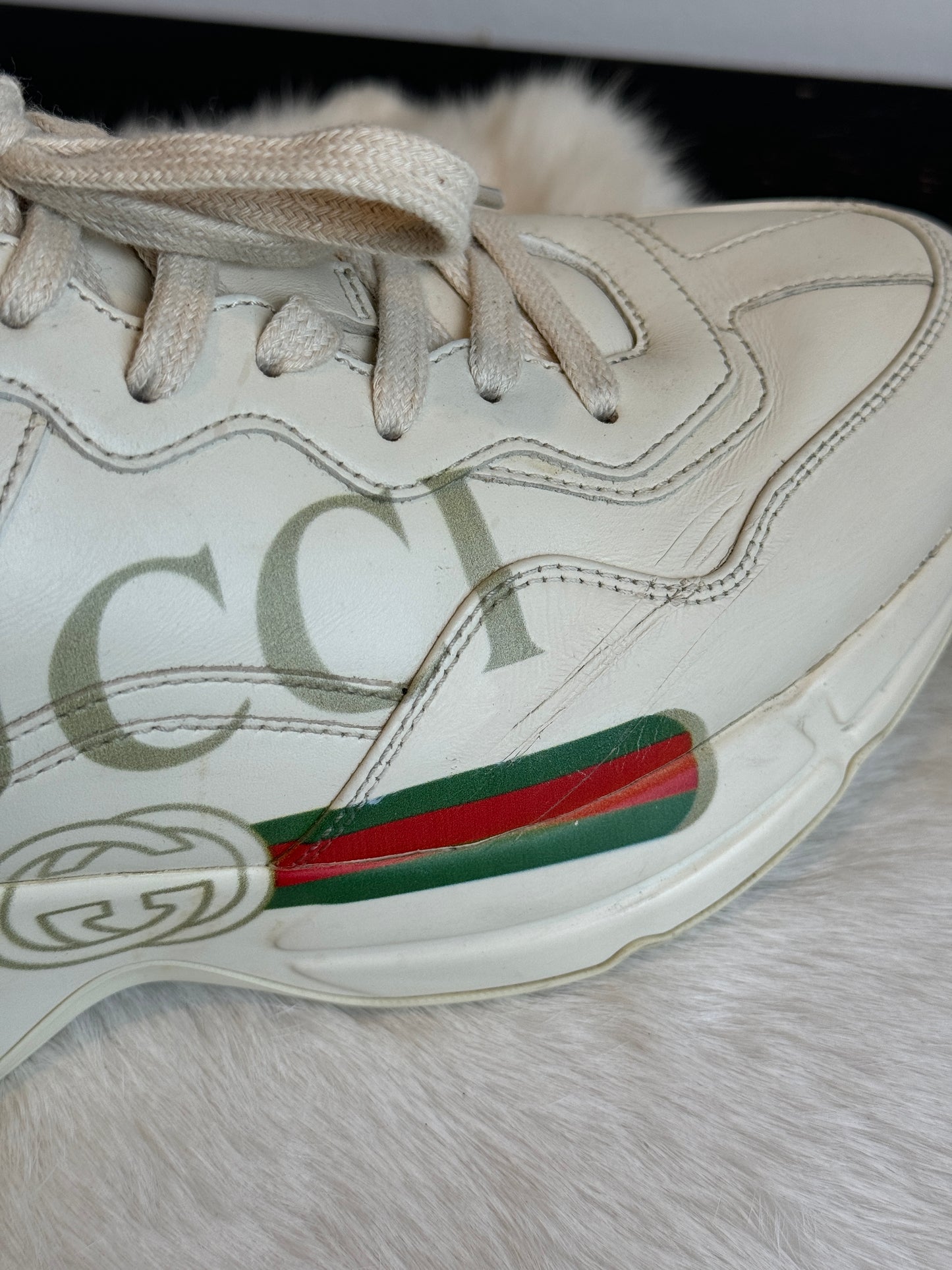 Gucci Rhyton Logo Ivory Women's Sneakers 37.5EU