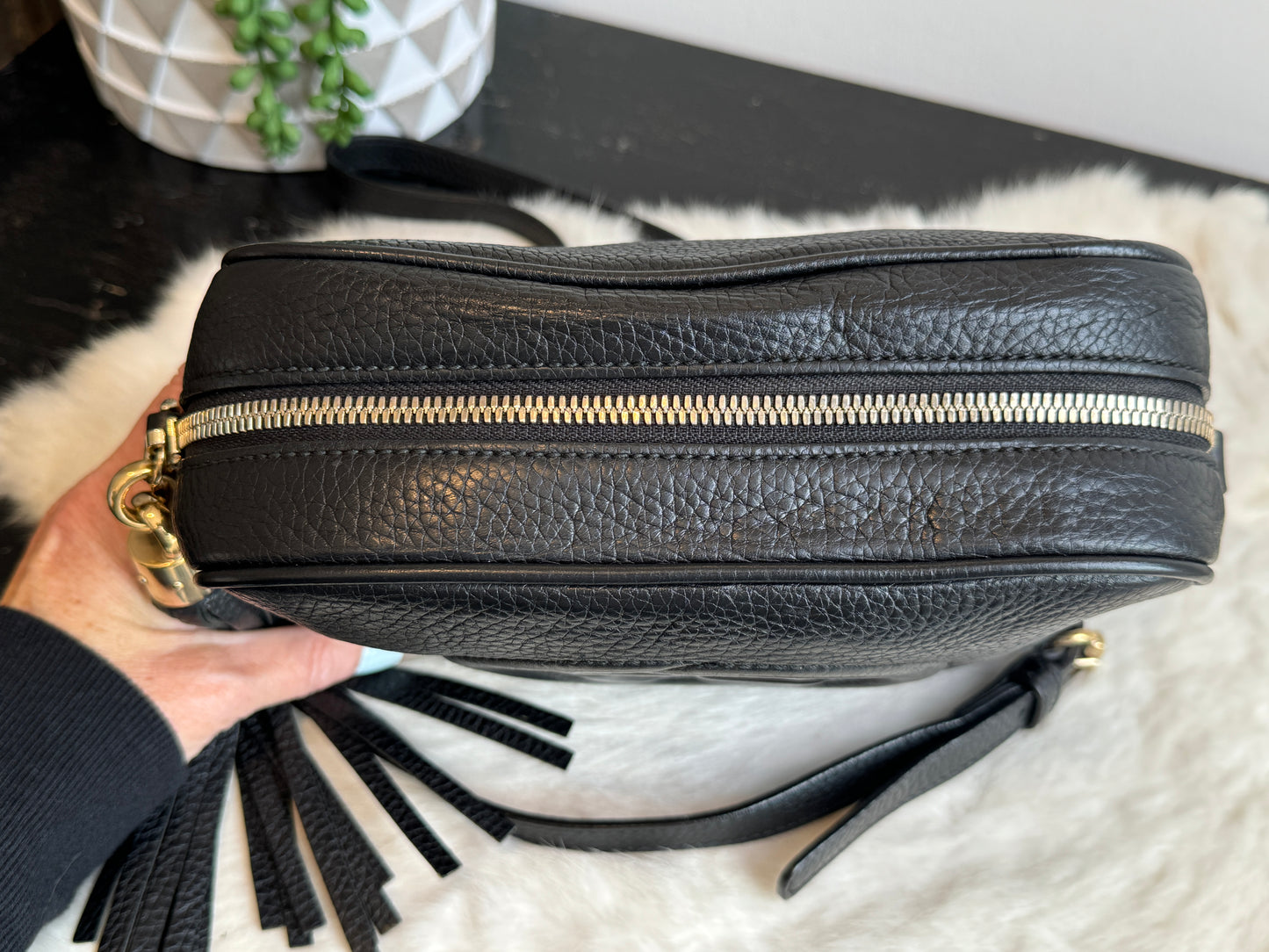 GUCCI Soho Disco Black Pebbled Camera Bag