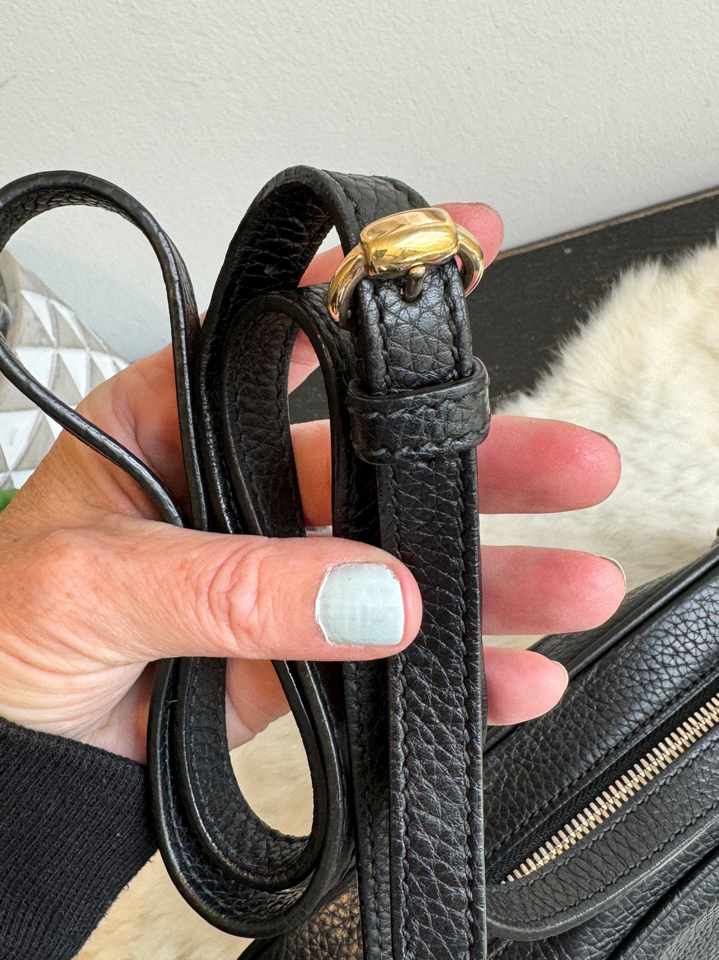 GUCCI Soho Disco Black Pebbled Camera Bag