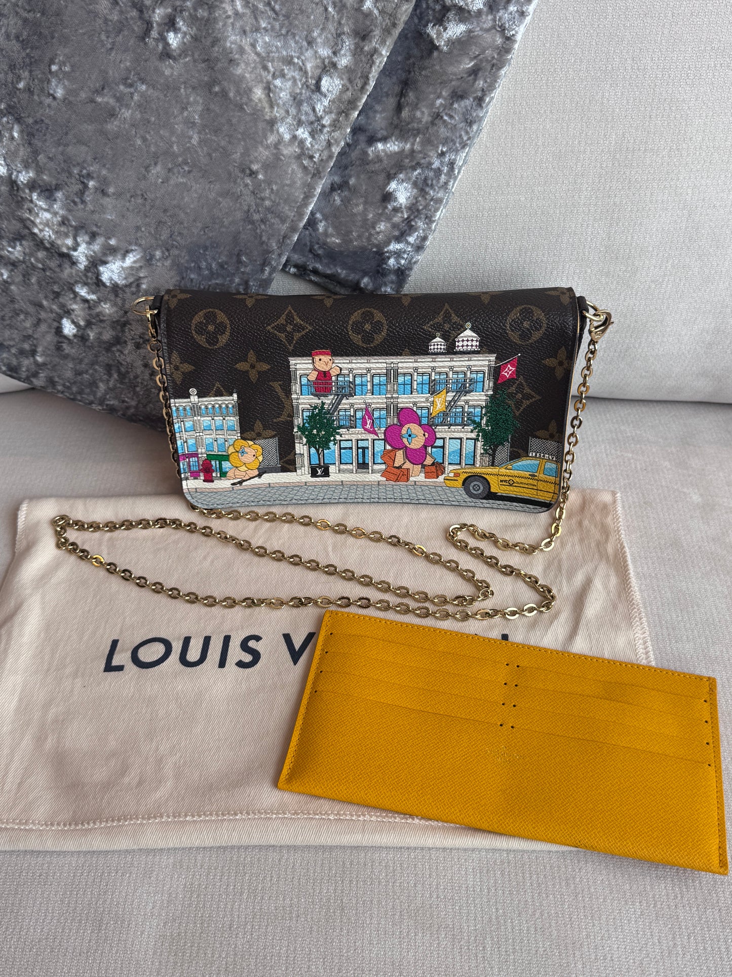 Louis Vuitton Felicie Monogram Vivienne 2022 Holiday LE Yellow Crossbody