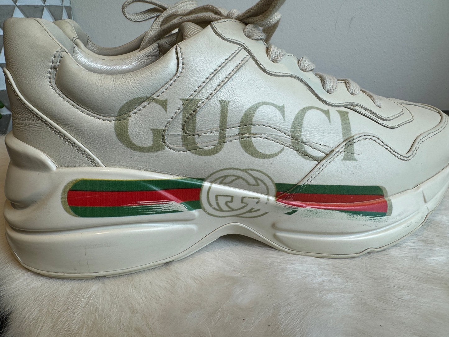 Gucci Rhyton Logo Ivory Sneakers 38.5EU