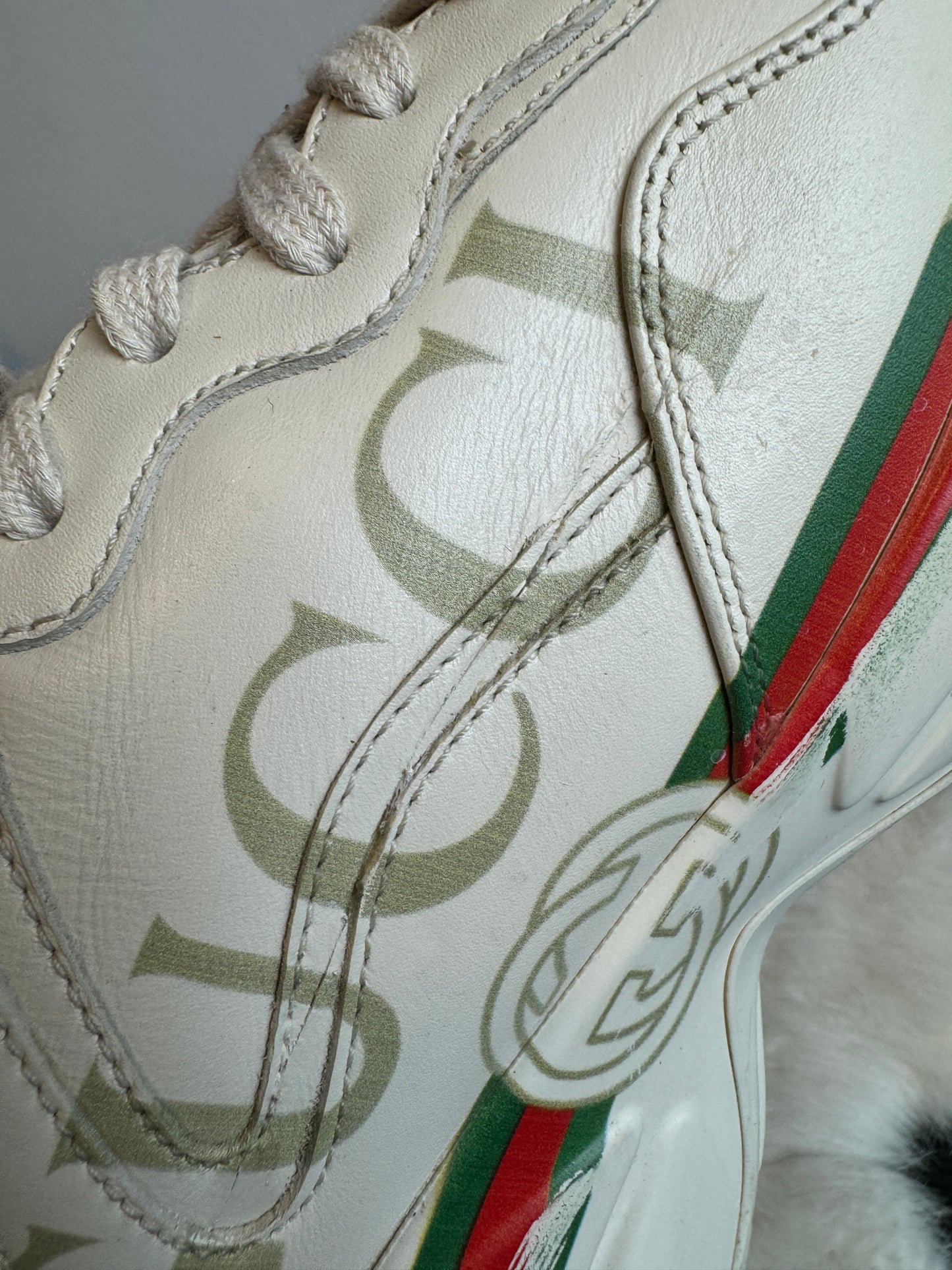 Gucci Rhyton Logo Ivory Sneakers 38.5EU