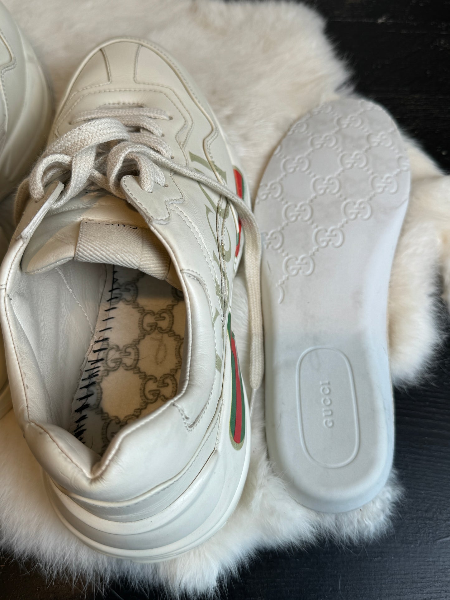 Gucci Rhyton Logo Ivory Sneakers 38.5EU