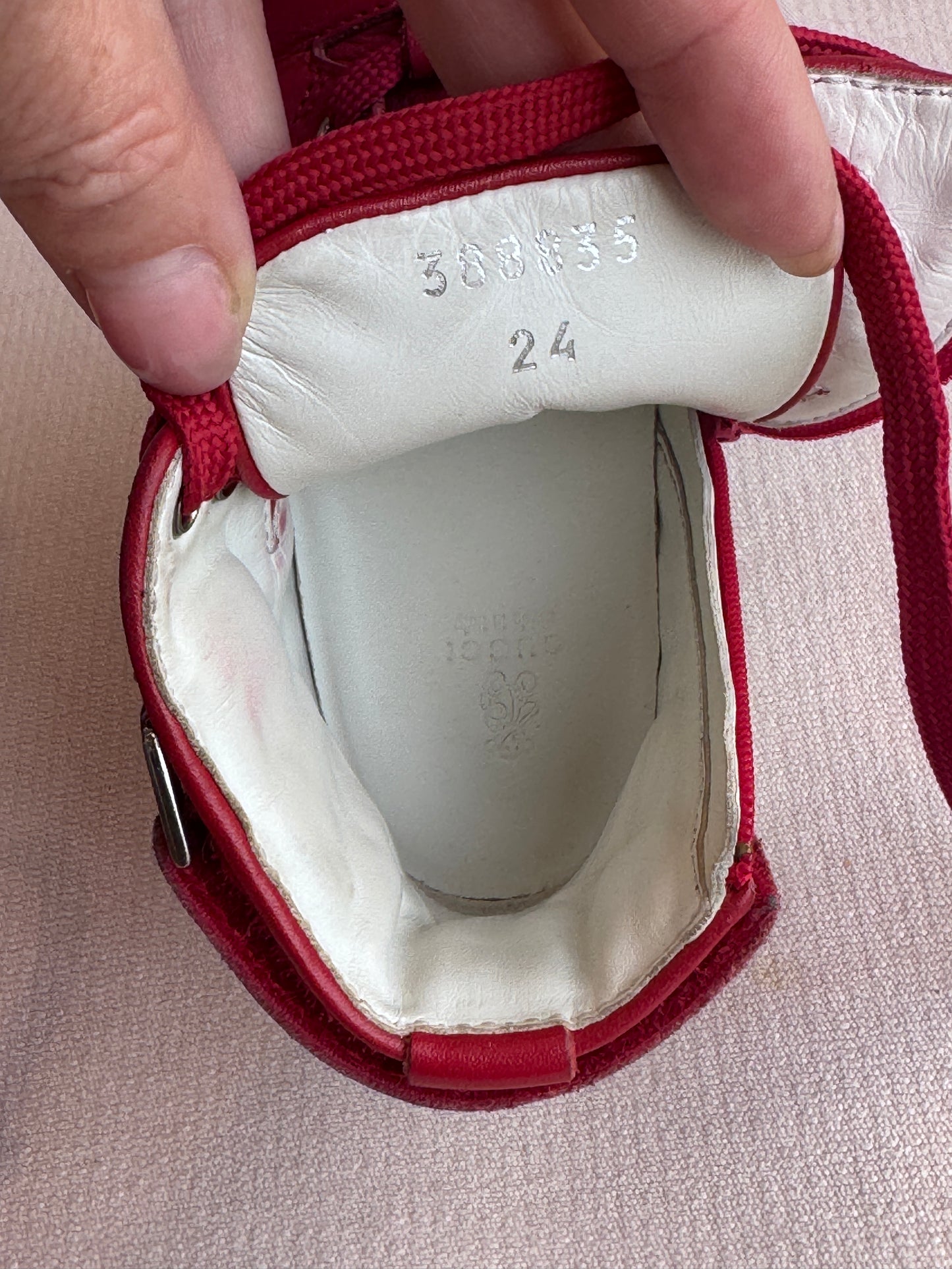 GUCCI Kids Red Leather High Tops Size 24EU