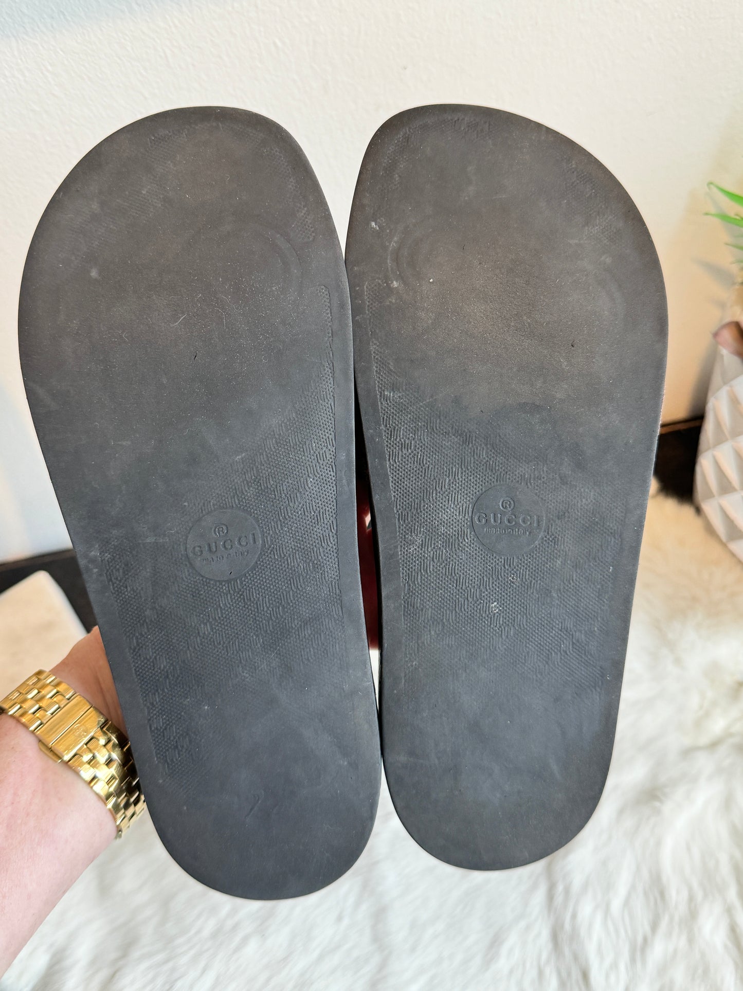 GUCCI Supreme Canvas Tian Womens Slides 37EU