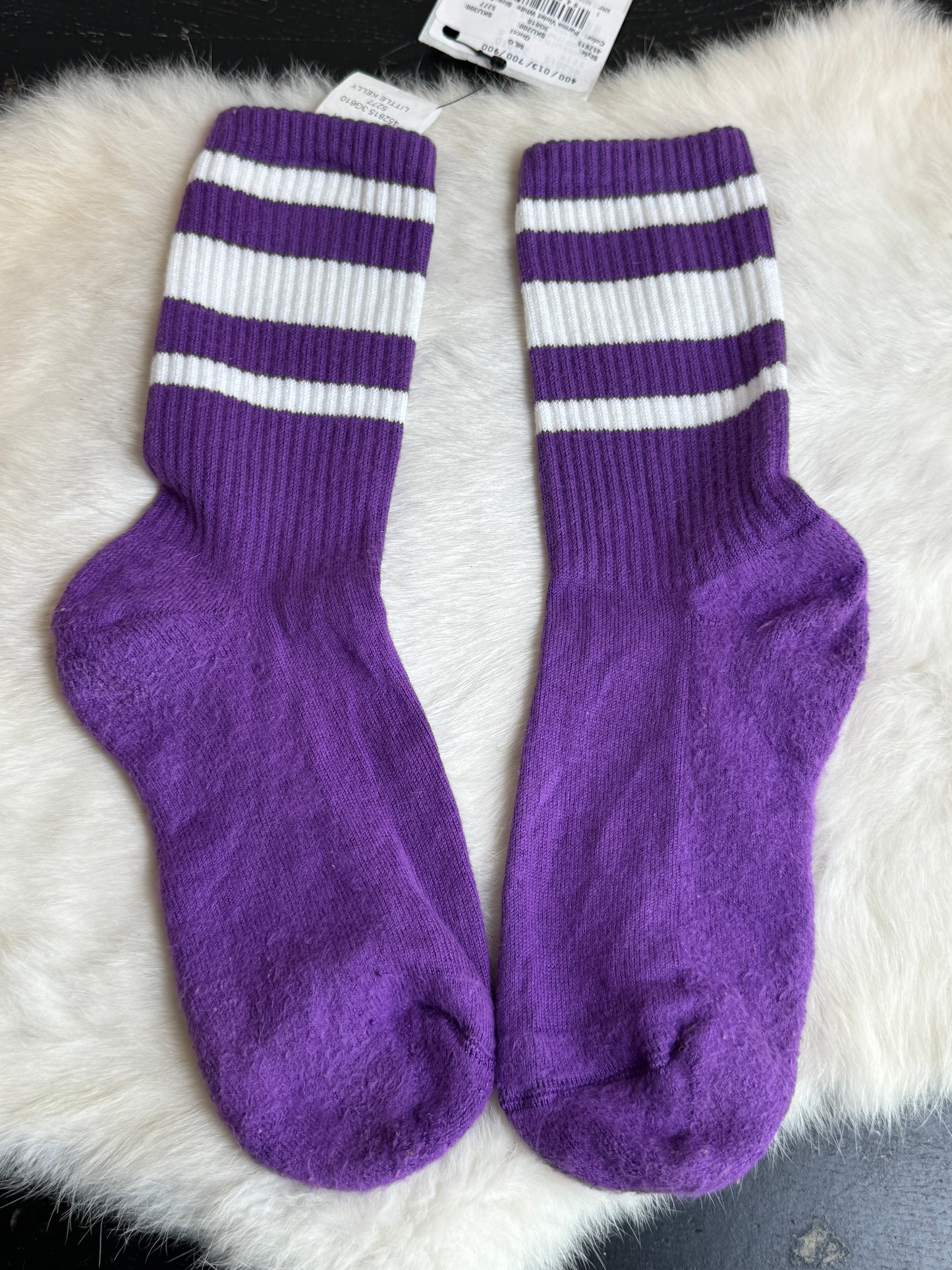 GUCCI Purple Stripe Calf SOCKS Small