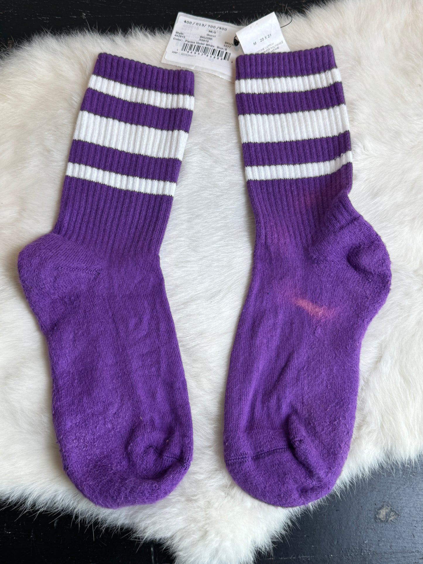 GUCCI Purple Stripe Calf SOCKS Small