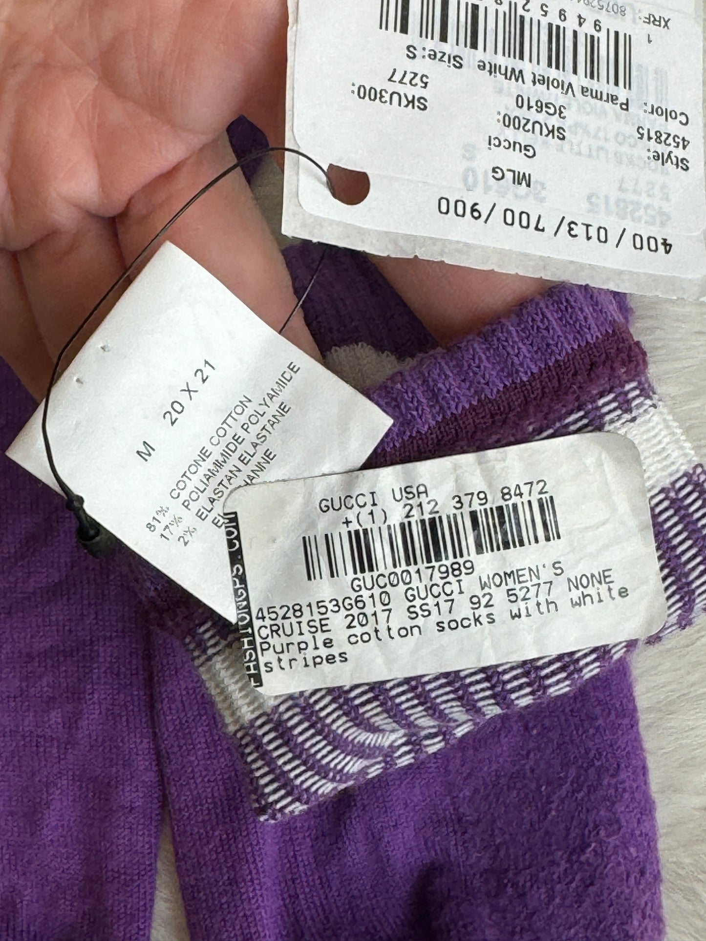 GUCCI Purple Stripe Calf SOCKS Small