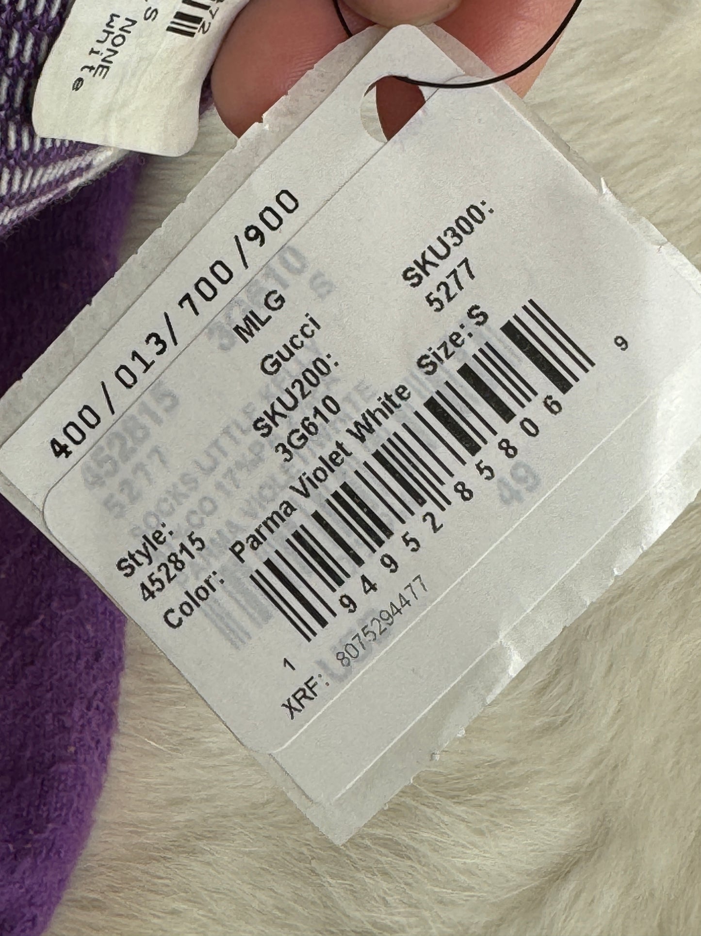 GUCCI Purple Stripe Calf SOCKS Small
