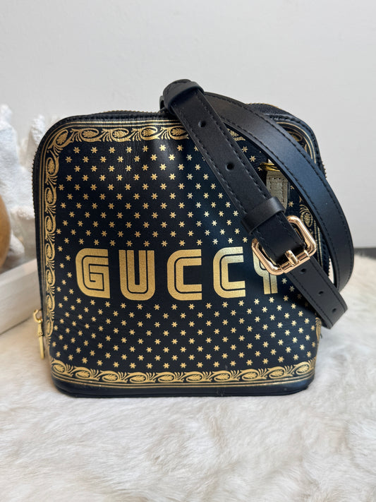 GUCCI X SEGA Calfskin Stars Mini Dome Black