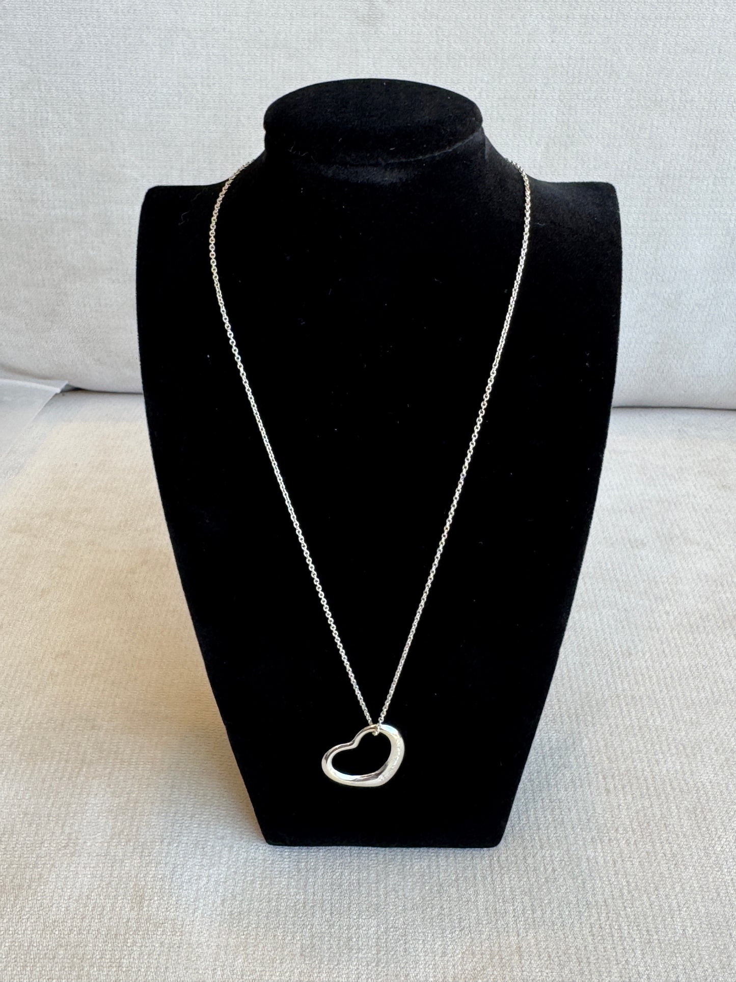 27MM Tiffany Elsa Peretti Open Heart 925 Sterling Necklace