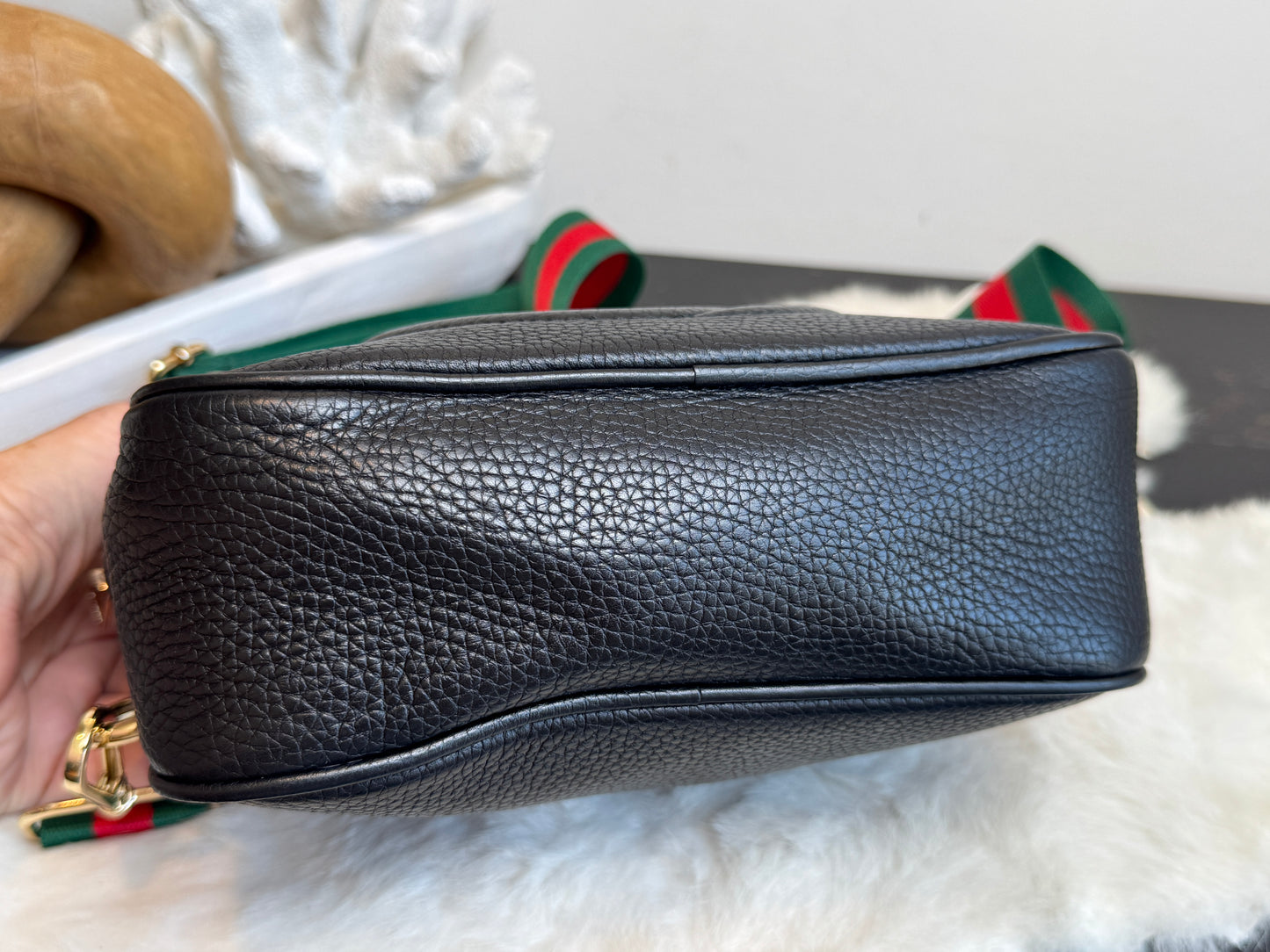 GUCCI Soho Disco Black Pebbled Camera Bum Bag