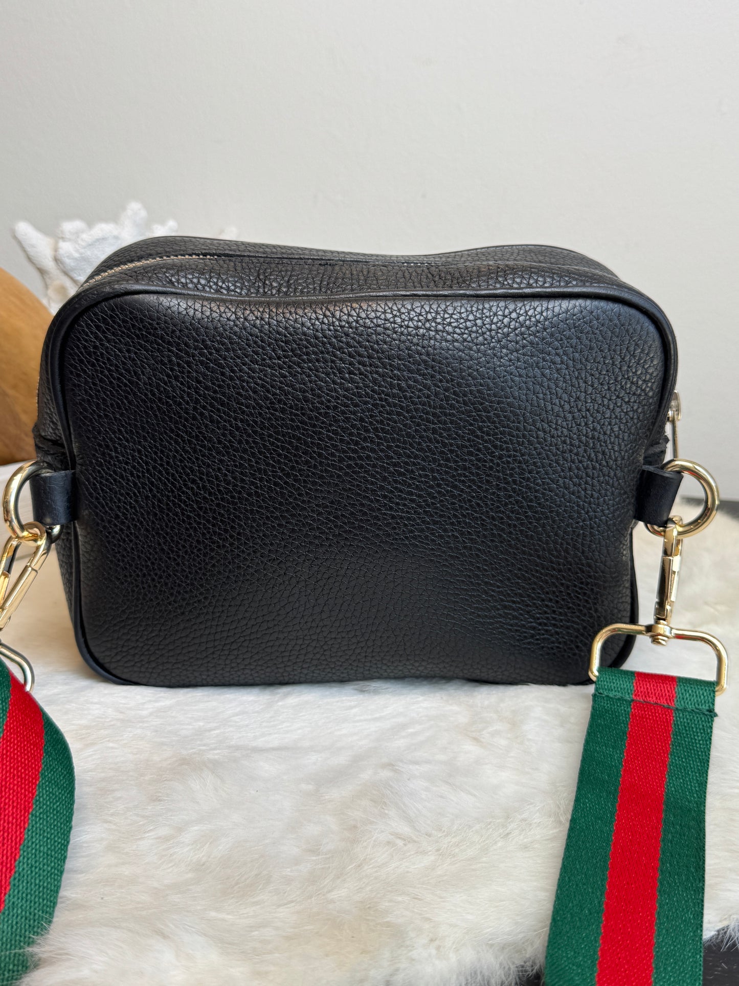 GUCCI Soho Disco Black Pebbled Camera Bum Bag