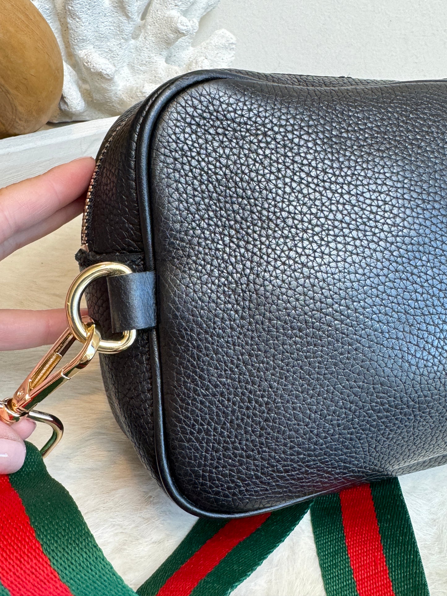 GUCCI Soho Disco Black Pebbled Camera Bum Bag