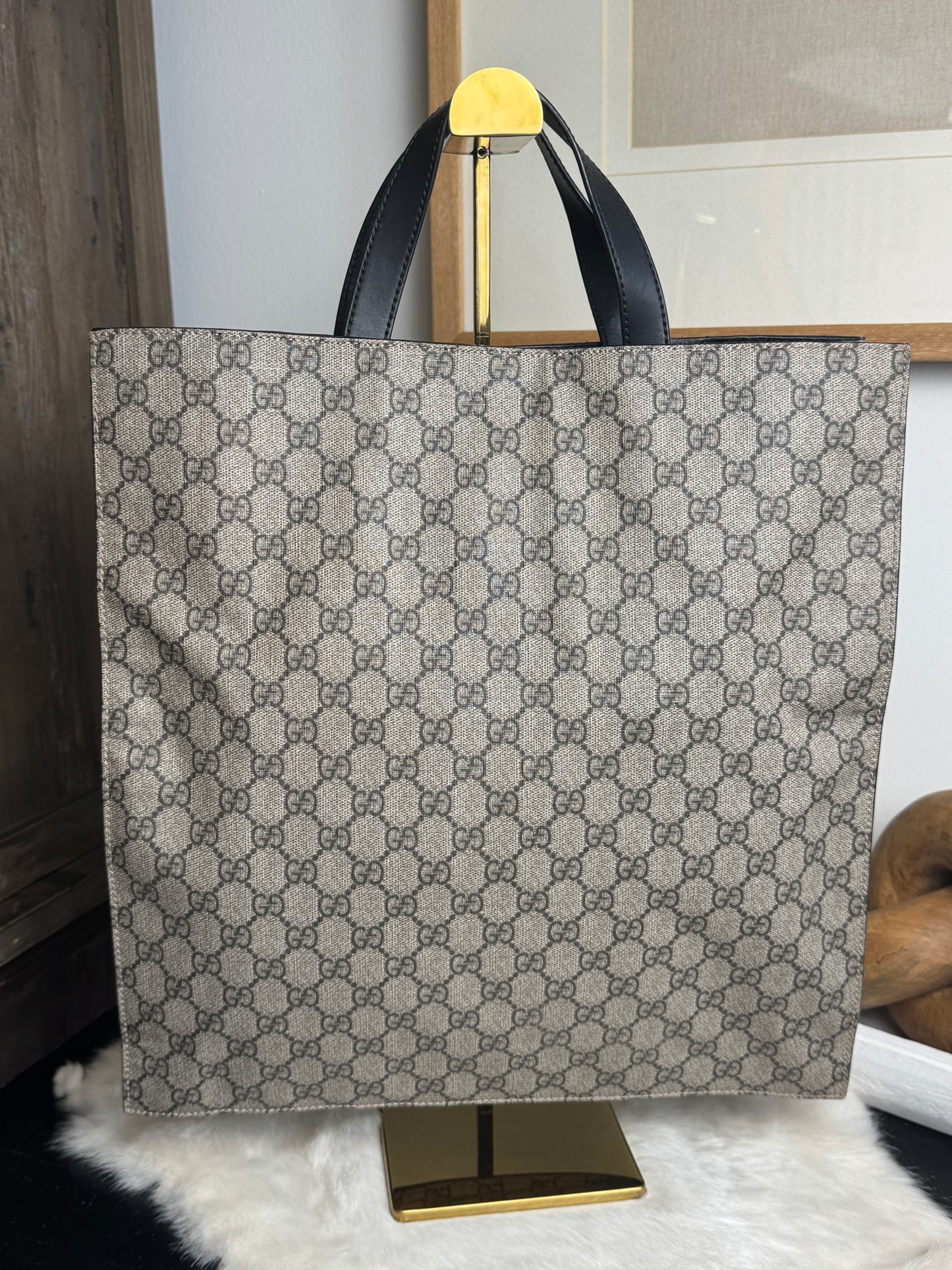 Gucci Supreme Monogram Large Vertical Tote Black