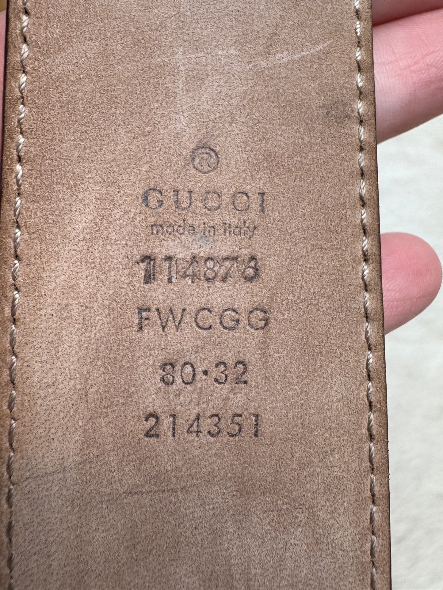 Gucci Interlocking GG Canvas Belt Size 80/32