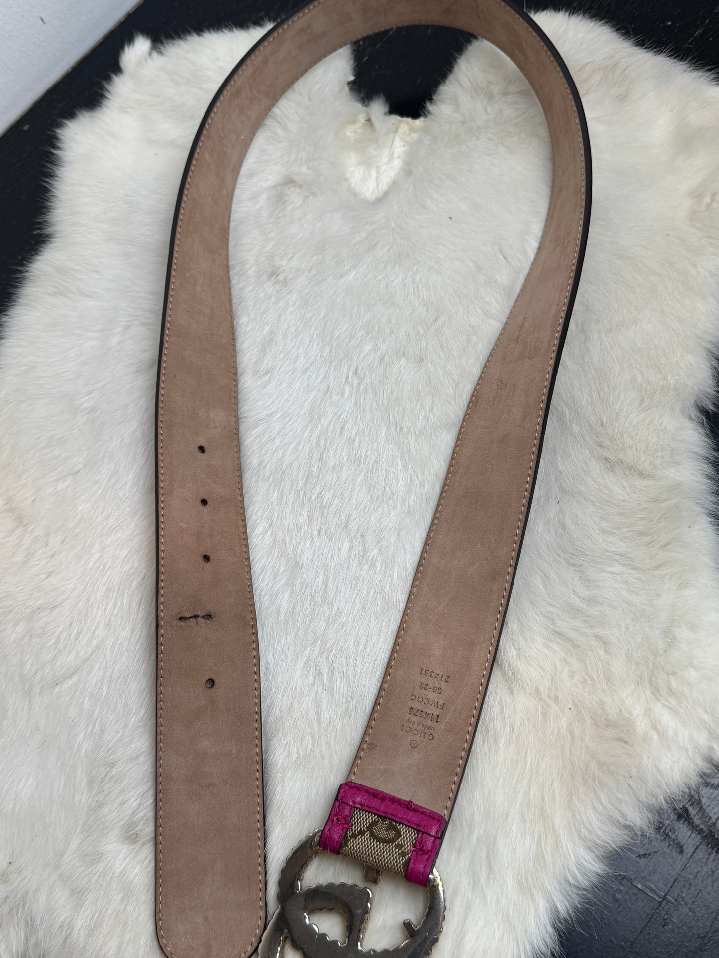 Gucci Interlocking GG Canvas Belt Size 80/32