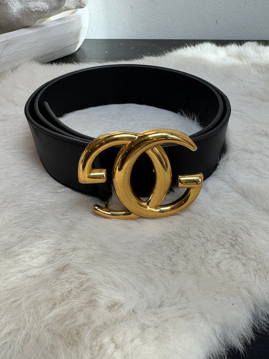 Gucci Calfskin Double G 40mm Belt Black Size 80/32