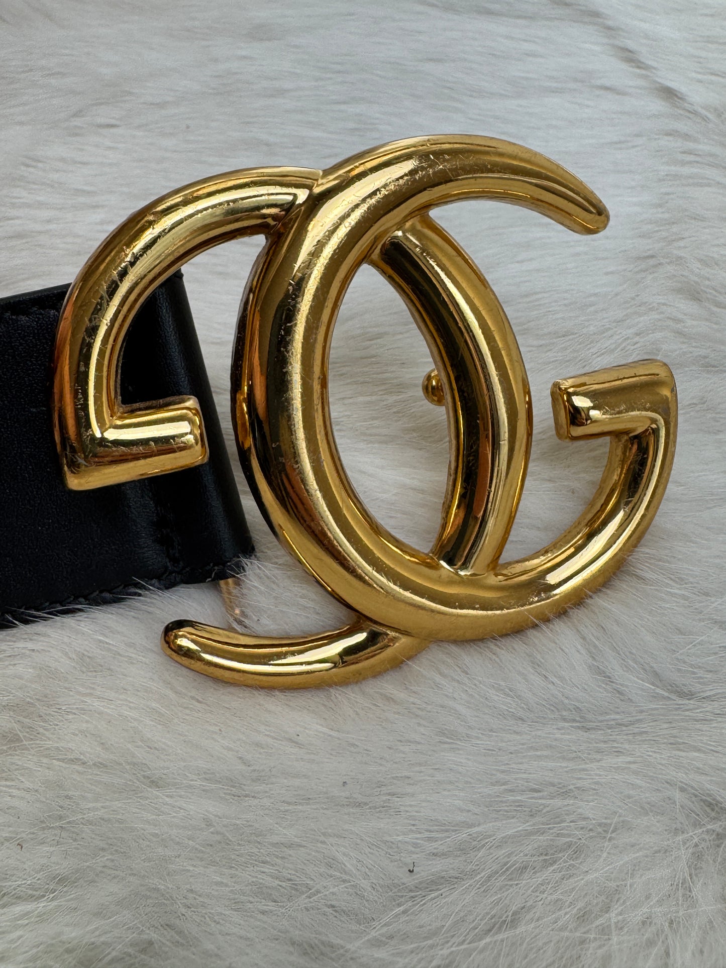 Gucci Calfskin Double G 40mm Belt Black Size 80/32